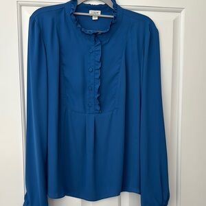 JCrew Blue Ruffled Blouse